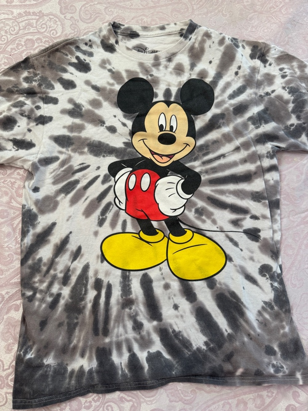 Disney Tie-Dye Mickey Mouse Tee - Black, White, Red & Yellow